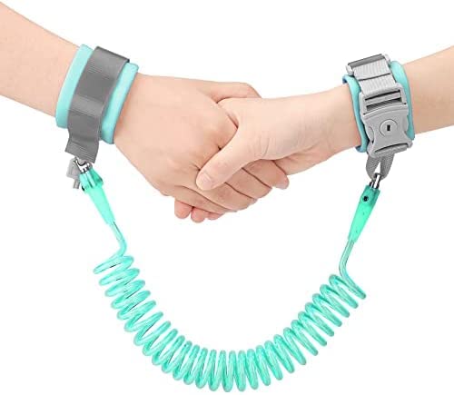 Wrist Reins for Toddlers Boys and Girls, Supwell 2.5M Anti Lost Wrist Link, 360°Rotate Toddler Wrist Strap with Elastic Wire Rope and Security Lock for Children Walking, Green
