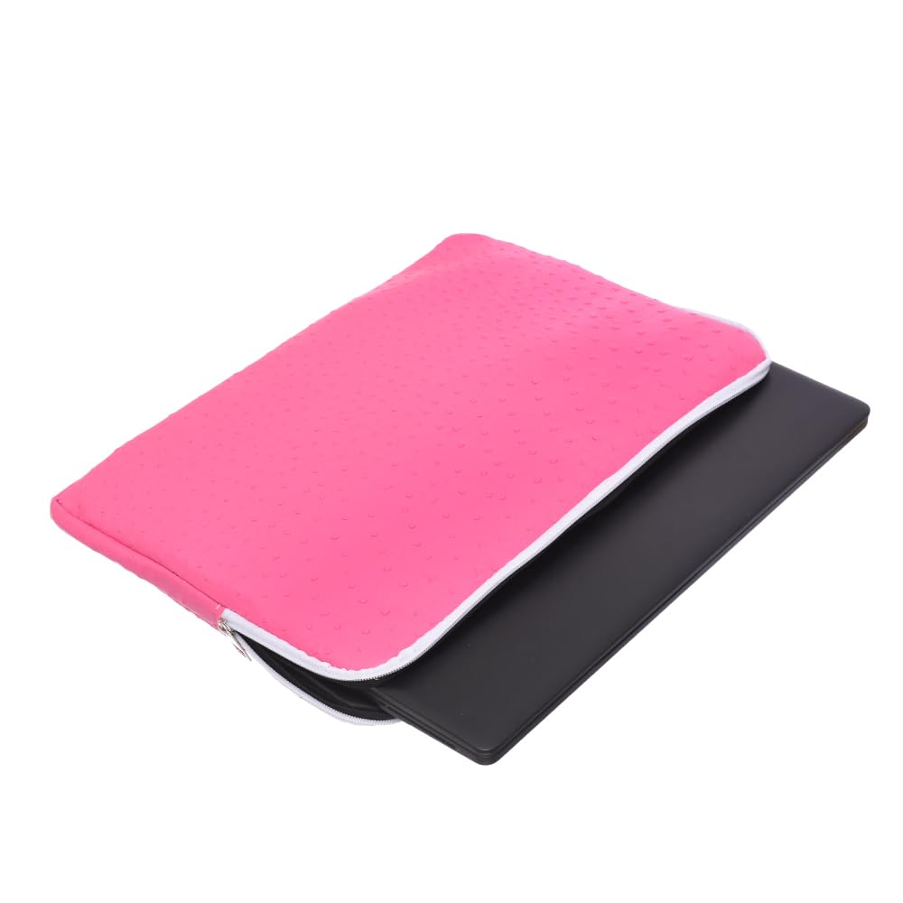 Accelerate Faux Ostrich Pink Leather Protective 15-15.6 inch Premium Laptop Sleeve Case with Zipper | Slim Design Laptop Bag compatible with Macbooks and Laptops
