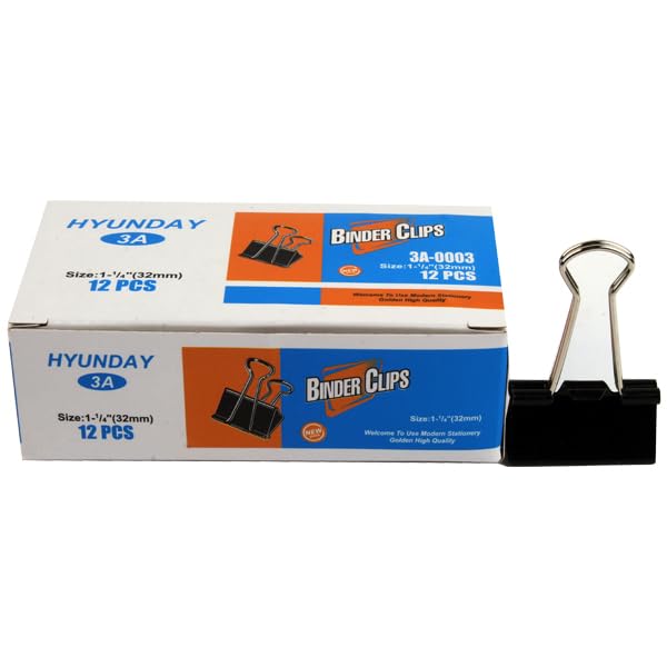 Hyundai Binder Clip 32 mm 12 pcs Black Model 0003