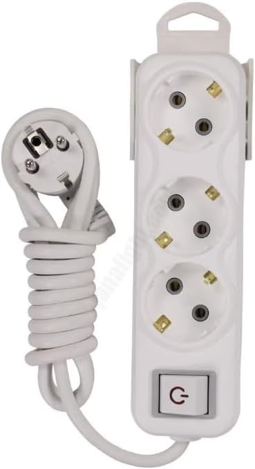 Power Strip 3 Socket Extension Cord 5Meter with Switch, Heavy Duty Multi Plug Adapter 16A 250V 3500W Safe Electrical Extension Cable for Home Office Electronics Durable Power Distribution Strip