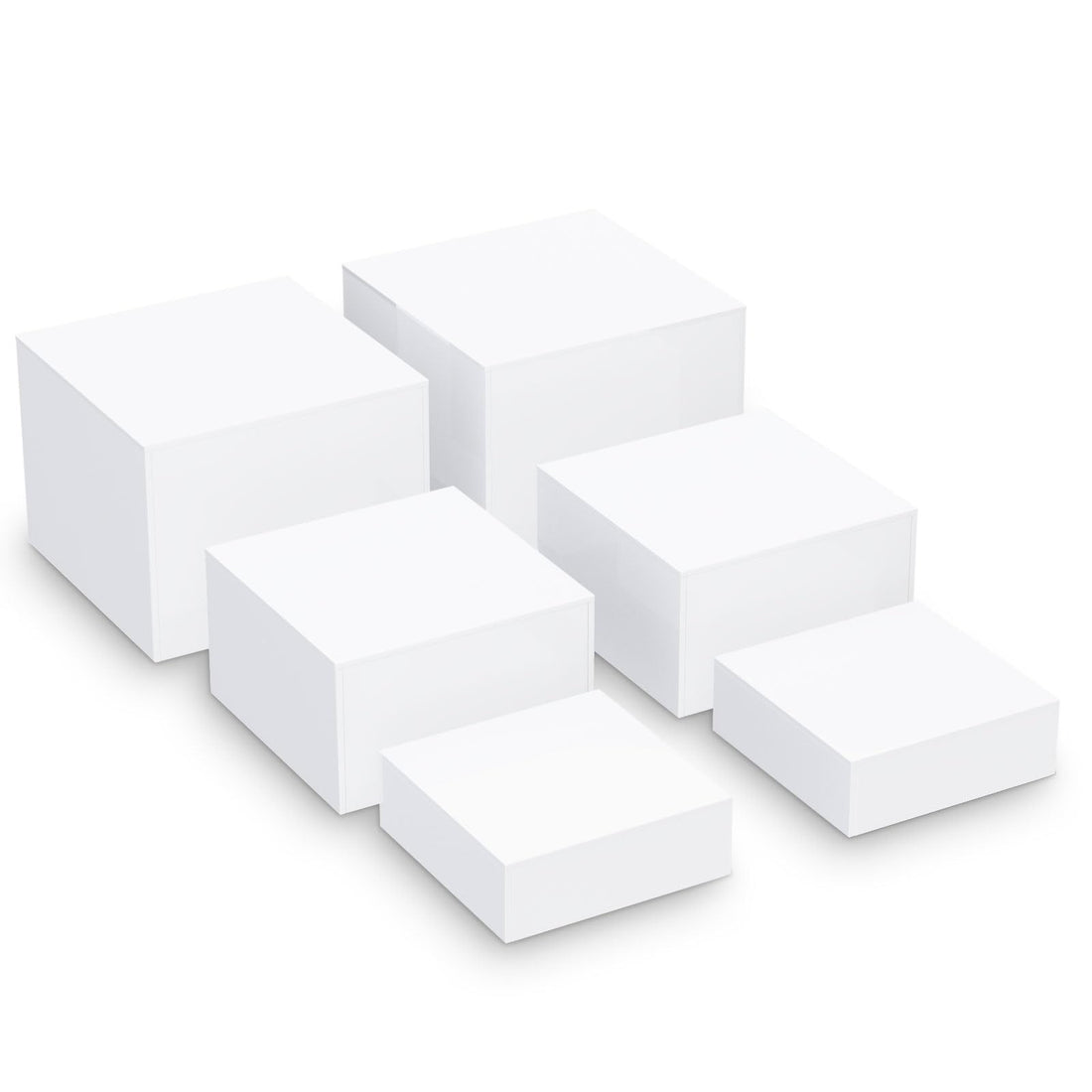 BEST MEDIA Buffet Risers Set, 6-Piece Acrylic Cube Display with Hollow Bottoms, Nesting Riser Stands for Dessert Table, Retail Display, Party and Buffet Presentations, 20 x 23 x 25 cm - White