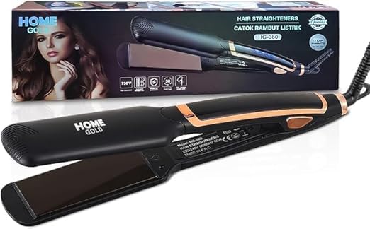 Hair Straightener, Ceramic Flat Iron - Salon Quality 750°F Heat for Curly & Straight Hair, Fast Heating, 360° Rotating Cord, Professional Styling Tool, HG-380