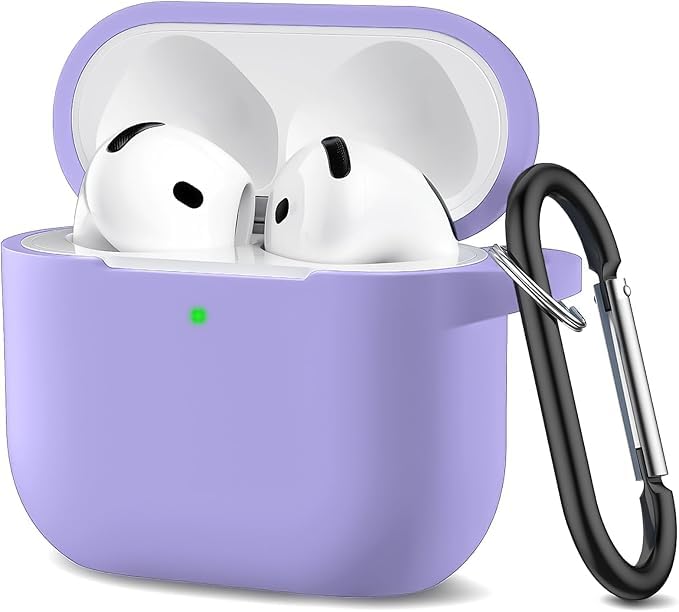 Next Store Soft Silicone Full Protection Case Cover with Built-in Keychain Compatible with Airpods 4 Stylish Design for Men and Women, Scratch Resistant Shockproof (Lavender)