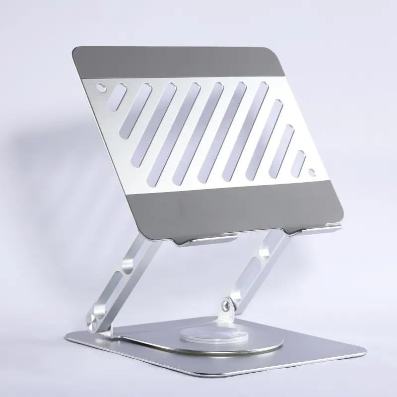 KRESHU 360 Degree Rotatable Laptop Stand | Ergonomic Height Adjustable Universal Foldable Desktop Stand Compatible With MacBook Pro/Air Notebooks up to 16 Inch (Silver, 1-Pcs)