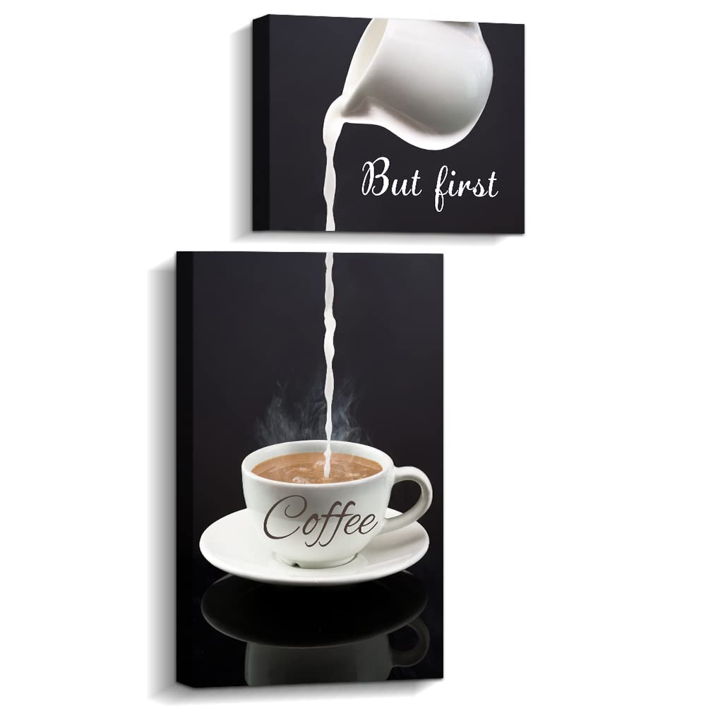 Pinetree Art Kitchen Canvas Coffee Bar Wall Decor Art(but first coffee)