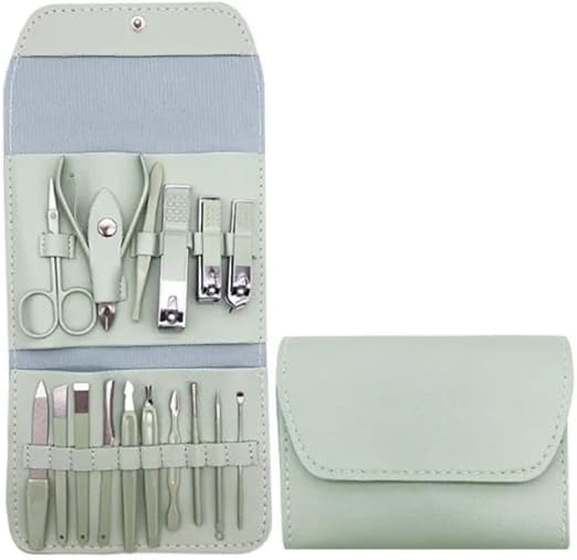 Manicure Set 16 Pcs Pedicure Kit Professional Nail Clippers Stainless Steel Grooming Tools For Men And Women With Travel Storage Case For Nail Care Cutting Shaping Trimming (Green)