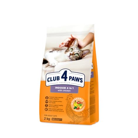 Clubs for Paws Premium Indoor Cat Food, 4-in-1 with Chicken, 2 kg