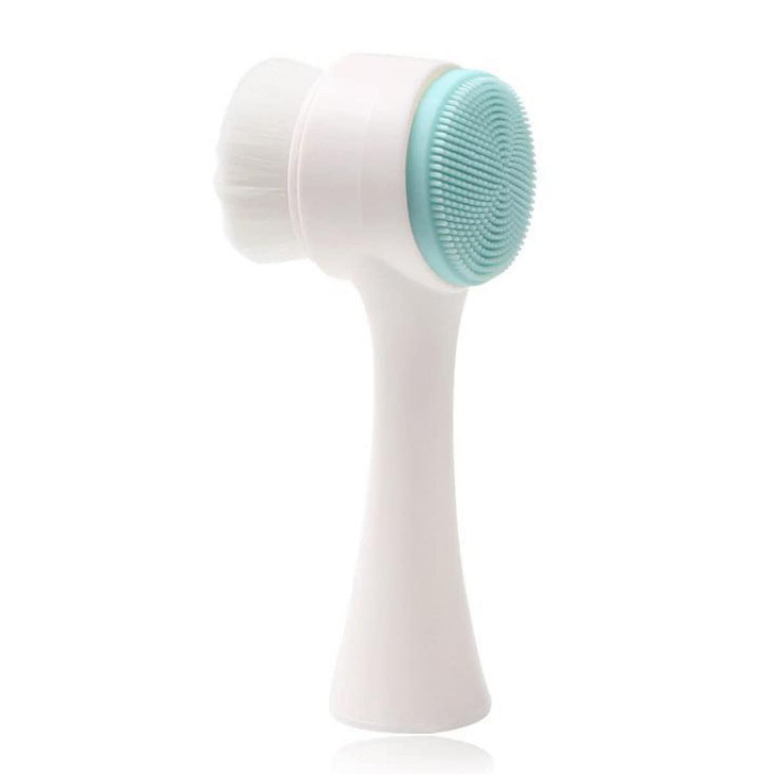 Double Sides Face Brush, 3D Stand Vertical Silicone Facial Wash Brush, 2 in 1 Facial Cleansing Brush Manual Dual-action Face Brush for Acne, Clogged Enlarged Pores Sensitive Delicate, Dry Skins (Blue)