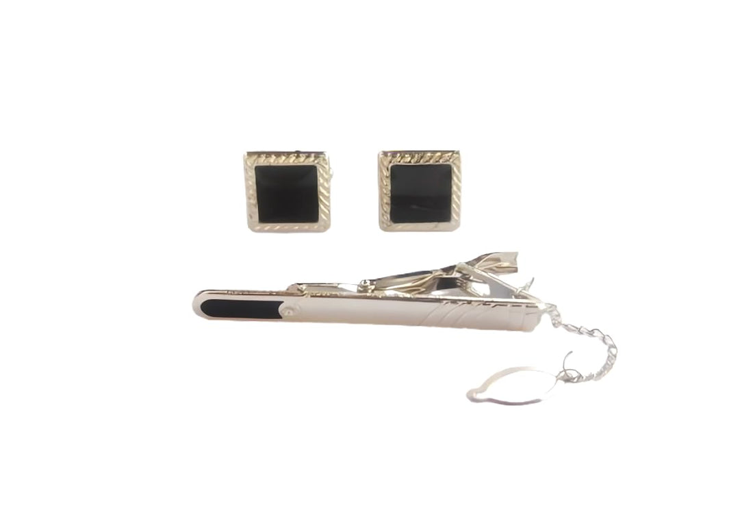 Men's Cufflink and Tie Clip Set Fashion Designs Box for Party Business Wedding or Various Occasion code A