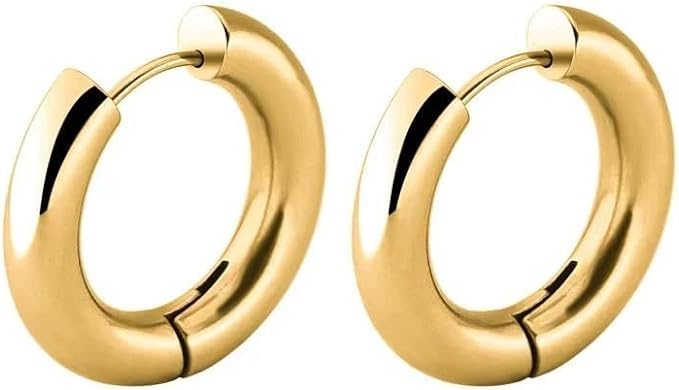 Showday European and American Fashionable 18K Stainless Steel Plated Round Curved Earrings High-quality Titanium Steel Ear Buckles, Non-fading,Stainless Steel Ear Buckle Jewelry