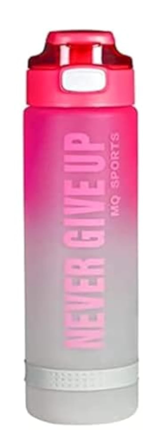 Eyun Never Give Up-Sports Water Bottle, 1000ml (Pink/Transparent)