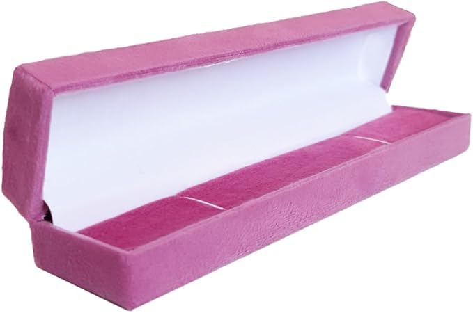 W.S Long Velvet Jewelry Chain Necklace Gift Box Set, Bracelet Storage Case, Jewellry Display Box for Wedding, Engagement,Proposal, Birthday and Anniversary (Pink)