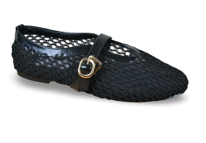 Women's Flats, beige Lace Upper with Buckle Strap, Casual Flats Shoes 250