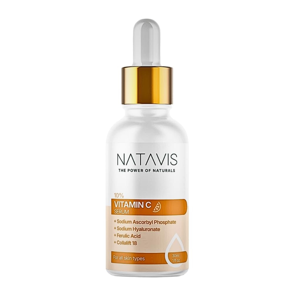 Natavis Vitamin C Serum – 30 ml - Ferulic Acid – Niacinamide - Aloe Vera - Hyaluronic Acid - Brightens Skin - Anti-Aging Power - Skin Strengthening - Hydration & Nourishment - Antioxidant Protection