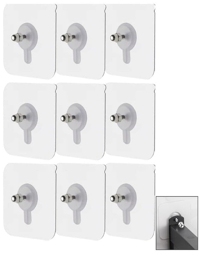10 pcs Heavy Duty Wall Hooks Self Adhesive Hook Strong Nail Transparent Screw Holder Self Sticking Wall Hooks for Bathroom Kitchen Hanging Ceiling Screw Net Length 8mm
