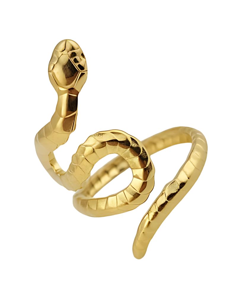 Ring Vintage Hip Hop Cleo Snake Style korean Gift For Women Fashion Day Wife Lover Family Member Good Sister Stainless Steel 18K gold Plated - Opening Adjustable