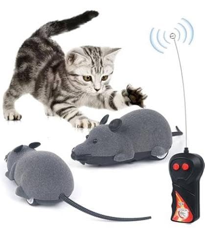 Electronic Remote Control Mouse Rat Pet Toy, Wireless Simulation Mouse for Cat Dog Funny Rat Novelty Gift Pet Toy(Grey)