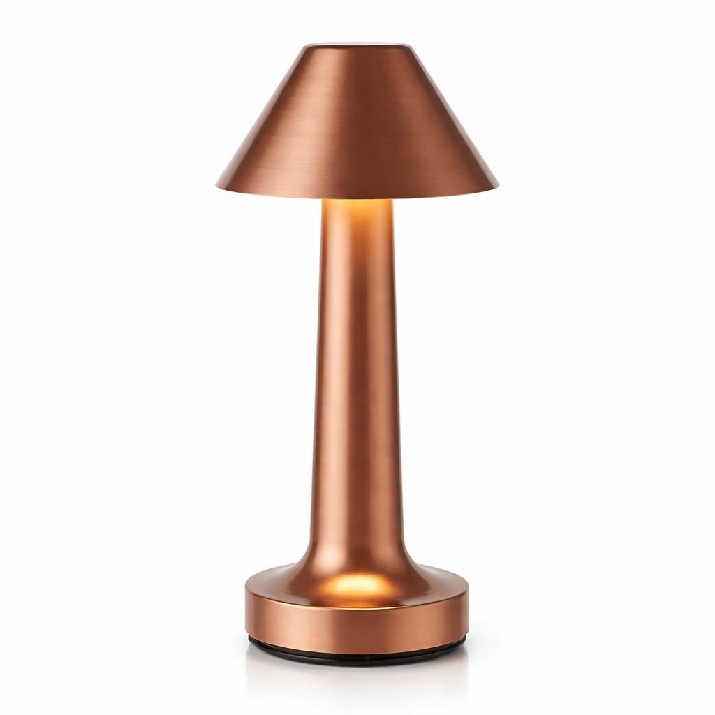 Table Lamp Led Desk Lamp, Touch Dimmable Metal Lamp, 3 Brightness Levels, Foldable Bedside Night Light, Eye Caring Reading Lamp for Bedroom (Rose Gold)