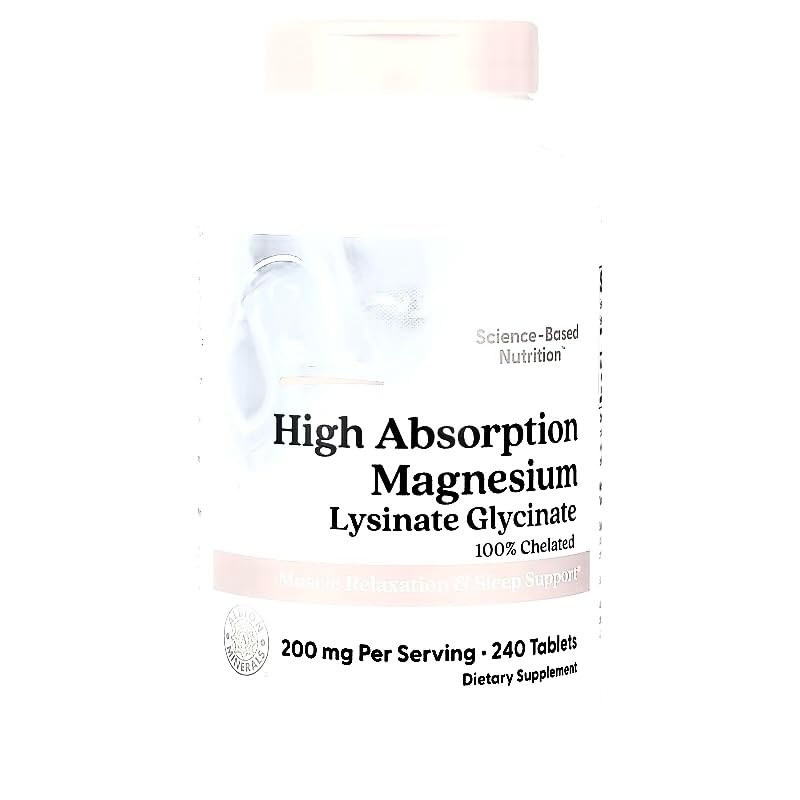 High Absorption Magnesium Glycinate 350, 240 Vegetarian Capsules, Third Party Tested, Vegan, Gluten Free, Manufactured in USA