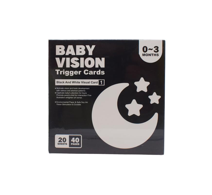 Baby Vision Trigger Cards For Babies, 20 Sheets - Black White - 205