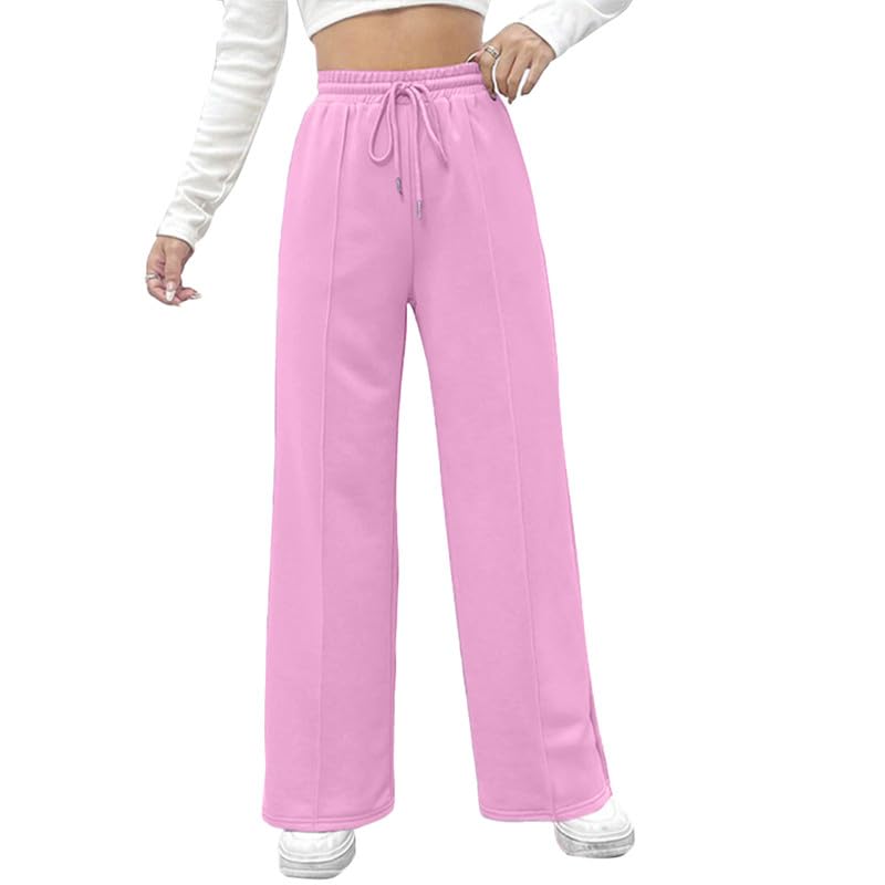 Sport Sweatpants Wide Leg With Line – High Waist - Side Pockets Drawstring Pants Women Sports wear