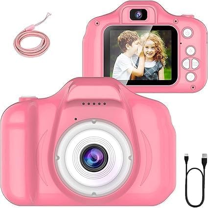 Bluetooth Digital Camera HD 1080P with 2 Inch Screen - Safe Shockproof Design for Boys and Girls with Fun Filters (Rose)