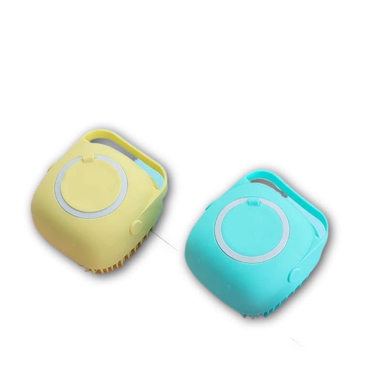 Soap Dispenser Brush - Multifunctional silicone scrubber for pets featuring an integrated tank for liquid soap, perfect for effective grooming and bathing of dogs and cats in various hues (piece-2)