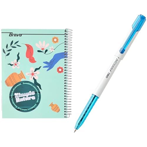 Bravo Stationery Bundle: A4 Hardcover Notebook 145 Sheets + Deli Ballpoint Pen Blue