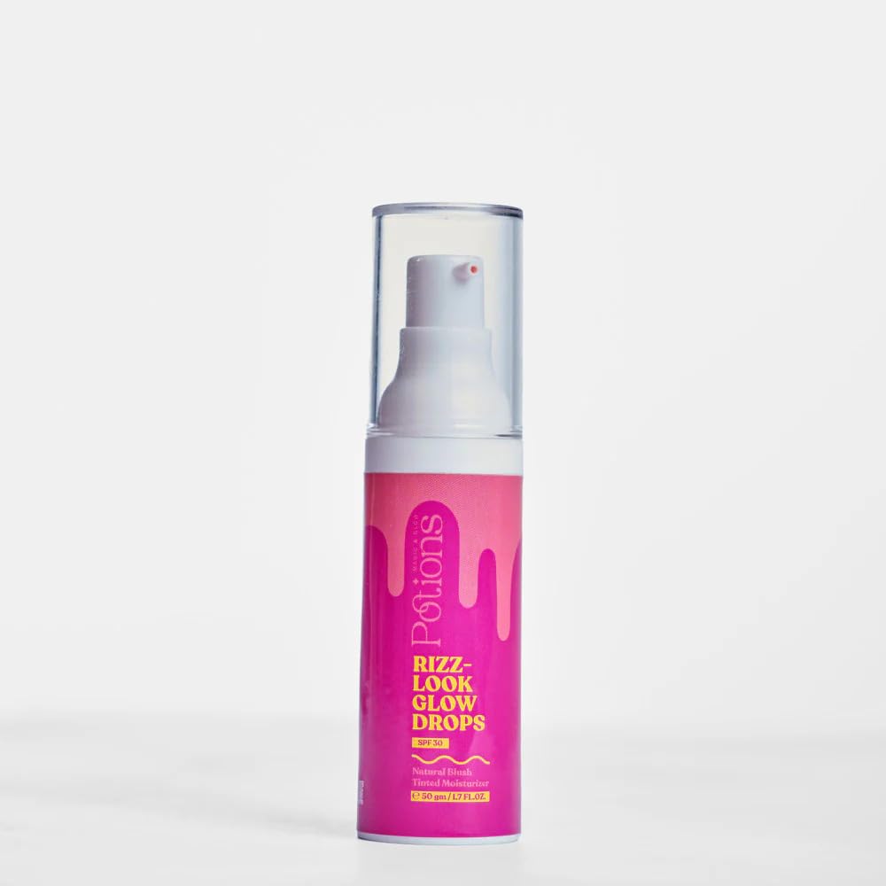 Rizz-Look Glow Drops SPF 30 – Natural Blush Tinted Moisturizer with Niacinamide & Hydrating Oils – Lightweight Coverage, UV Protection & Dewy Finish – 50g