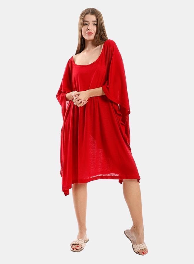 kady Jamila women knitted deep round batwing sleeves cover upwomen one,red-one size