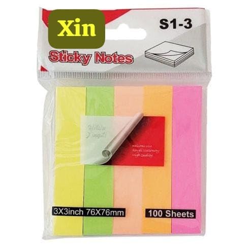 Sticky Notes, 76x76mm, 100 Sheets, Neon Multi-Color Pack, 4 Colors