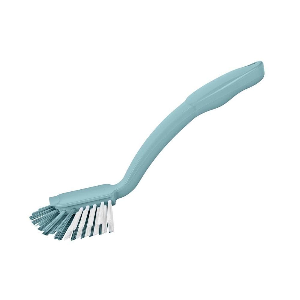 CURVE LUX Sink Brush with Angled Ergonomic Handle & Strong Dual-Color Bristles, Heavy-Duty Kitchen Cleaning Brush for Sinks, Dishes & Tiles, 5.9 x 7 x 25.5 cm. (Light Green)