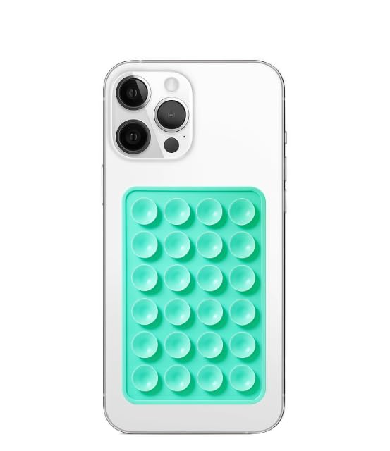 Double-Sided Suction Cup Phone Case Mount – Silicone Sticky Phone Stand Compatible With All Phones – Hands-Free Strong Grip Holder for Selfies, Video Calls (Turquoise)
