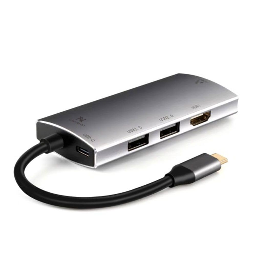 L'AVVENTO (US016) | Type-C Hub 5-in-1 | 2 USB 2.0 + HDMI 4K + RJ45 + PD Charging | Sleek Aluminum Design