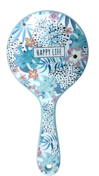 MOHRA Detangling Hair Brush, Tropical Floral Pattern, Paddle Brush with Soft Bristles-mo-4 (blue)