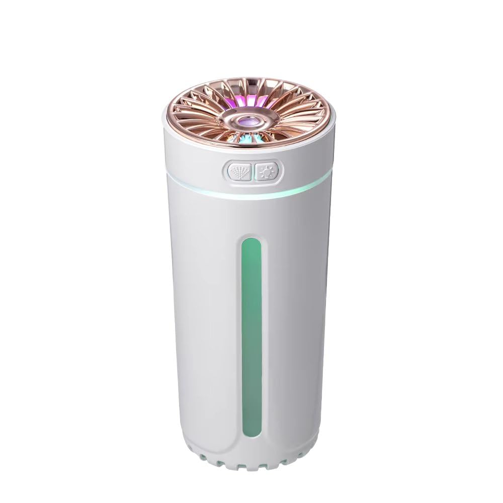 VIO Mini Portable Humidifier USB Connector Cool Mist Aromatherapy Air Humidifier Large Spray LED Night Light for Cars Office Bedroom Home (White -2)