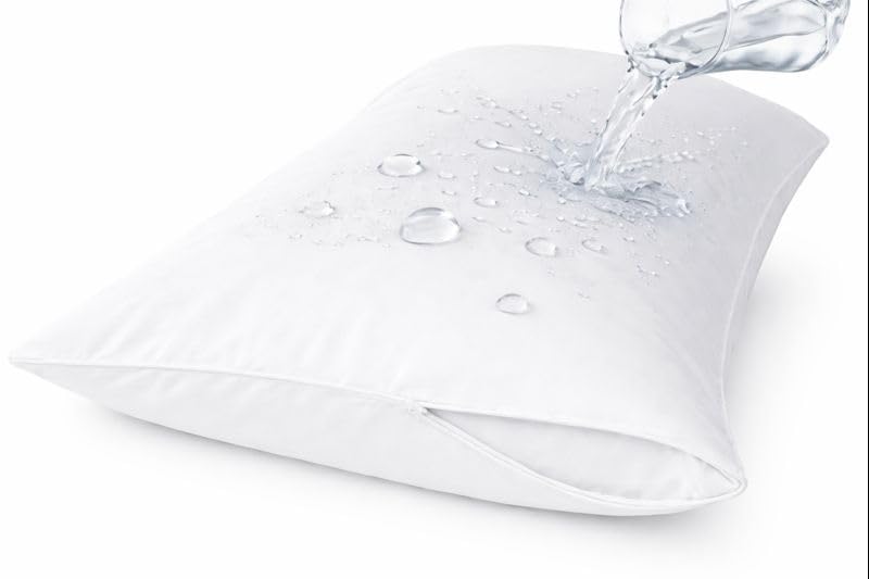 Pillow Protector, Waterproof, 50x70cm, Pack of 1, Breathable, Machine Washable (1, White)
