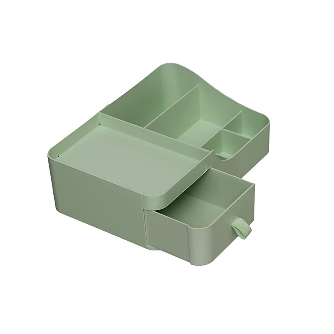 Kabas Plast Plastic Makeup Organizer With 6 Slots And Drawer - Green
