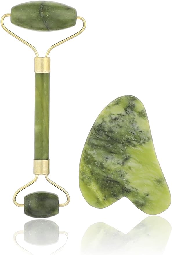Anti Aging Facial Massage Tool Gua Sha Roller Natural Jade Roller for Face Full Body Manual Multicolor