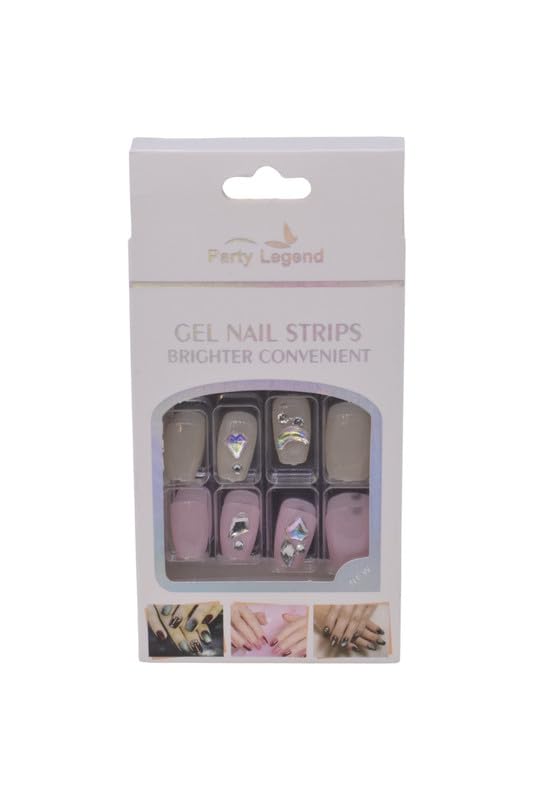 Party Legend Mink Nails Strips Set, 24 Pieces - Nude Soft Pink