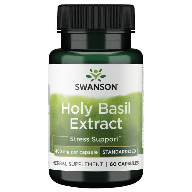 Holy Basil Extract 400mg, 60 Capsules – Natural Adaptogenic Herbal Supplement for Stress, Mood & Immune Support – Non-GMO, Vegan, Gluten-Free – Daily Wellness Formula