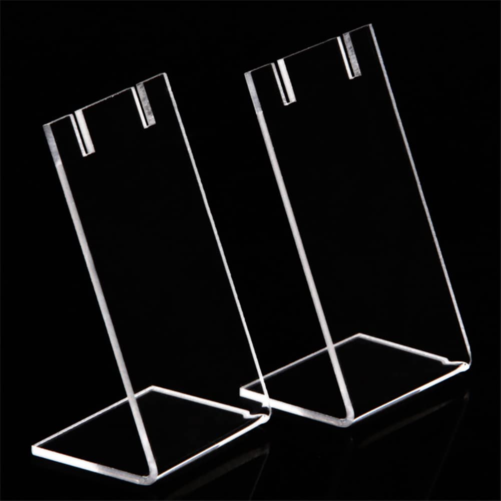 BEST MEDIA 4 Pack L-Shaped Acrylic Earring Display Stands, Clear Single Pair Jewelry Holder and Rack, Modern T-Stand for Retail Show, Craft Fairs, and Personal Vanity Storage