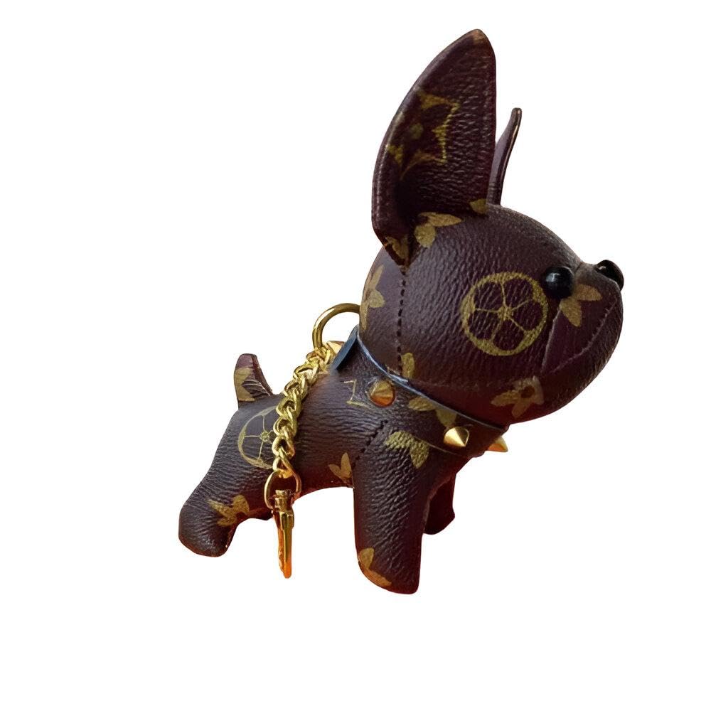 Creative Keychain - Dog key made of beautiful faux leather, French bulldog PU leather, cute animal key charm, family-friendly gift partner