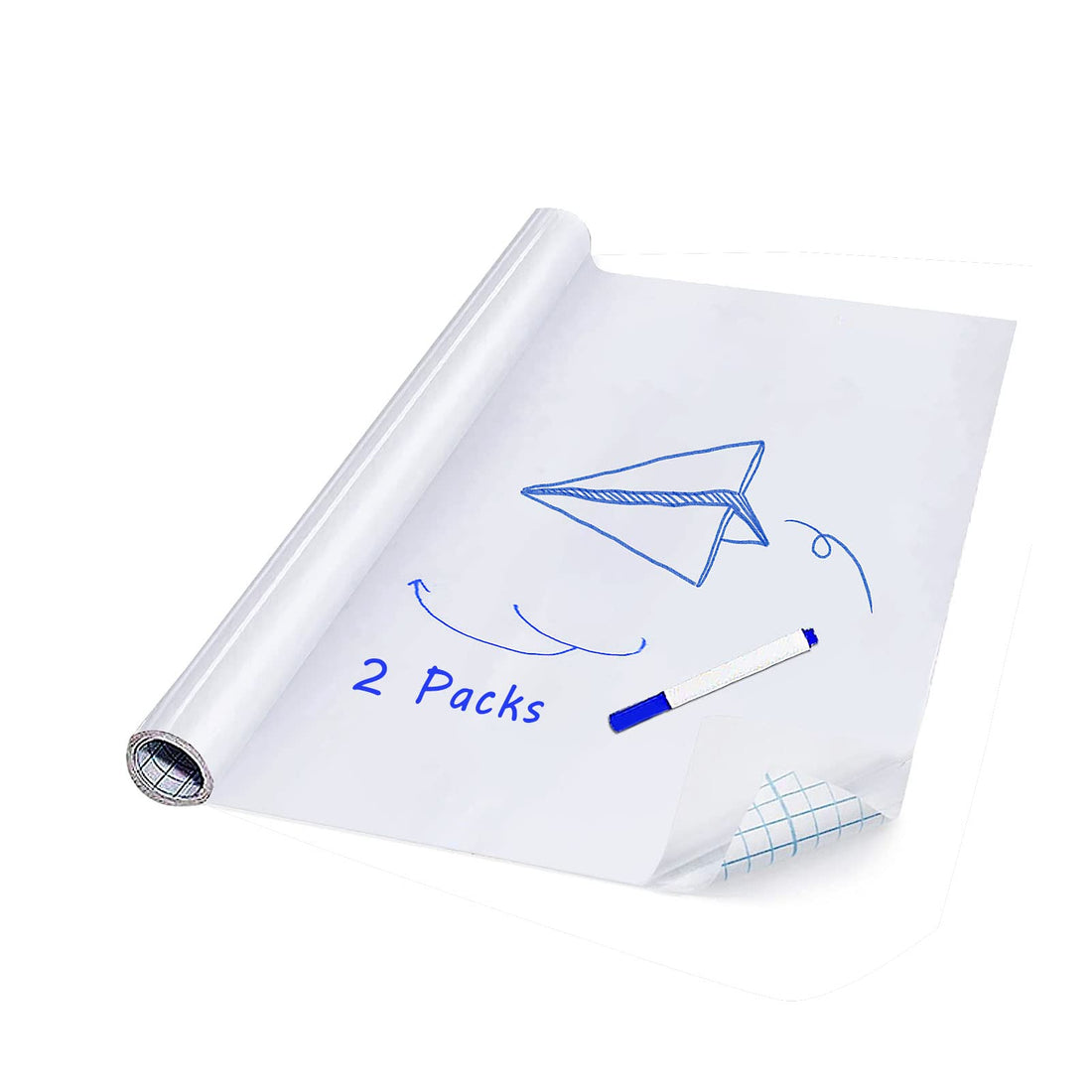 2 Pack Dry Wipe Magic Self Adhesive Whiteboard Sticker Roll - DIY Wall Paper Contact White Board Stickers 17.7" x 78.7", Chalkboard Wallpaper for Office/Bar/Home/Store/Restaurants(Includes 2 Pen)