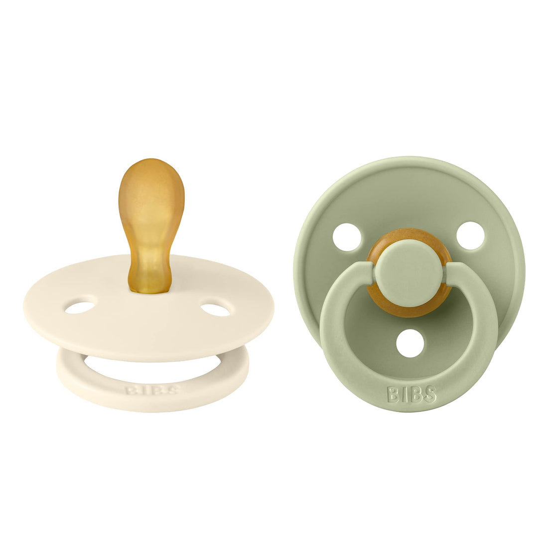 Bibs Pacifier Colour 2 Pack Latex Size 1 Symmetrical Ivory/Sage