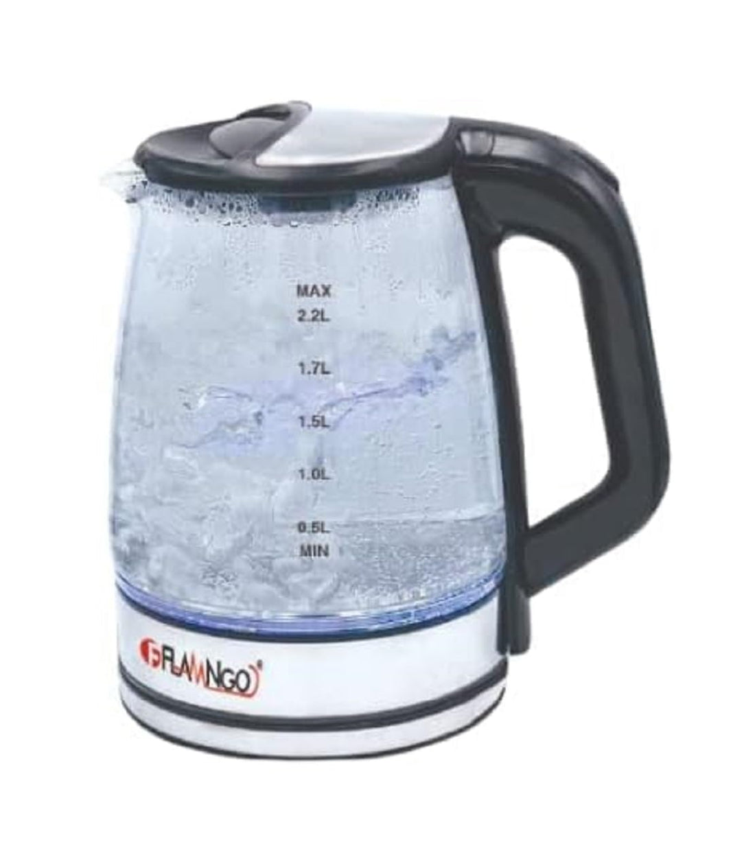 FLAMNGO Electric Kettle, 2.2L Capacity, Glass Body (Black)