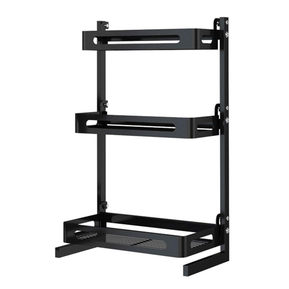XHSSF Stainless Steel Spice Racks Stand-up Spice Shelf Kitchen Storage Rack Strong Bearing Capacity Large Capacity for Bathroom Living Room-Black_3 Tier A