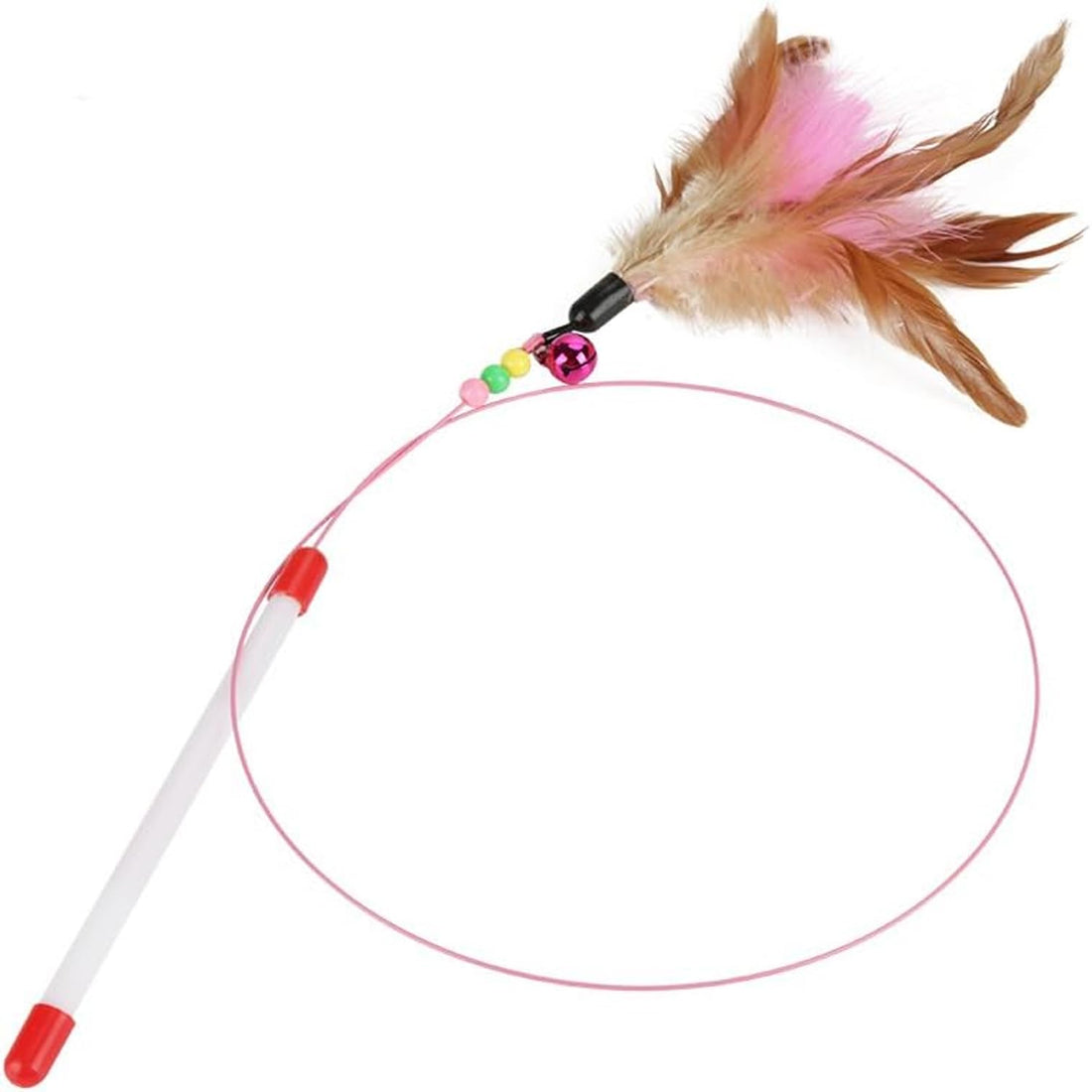 Cat Feather Toy, Interactive Feather Teaser Wand with Bells, Feathers Wand Catcher and Exerciser Stick, Fun Sports Toys for Kittens or Cats, Pet Training Tool for Indoor Cat Exercise and Playtime