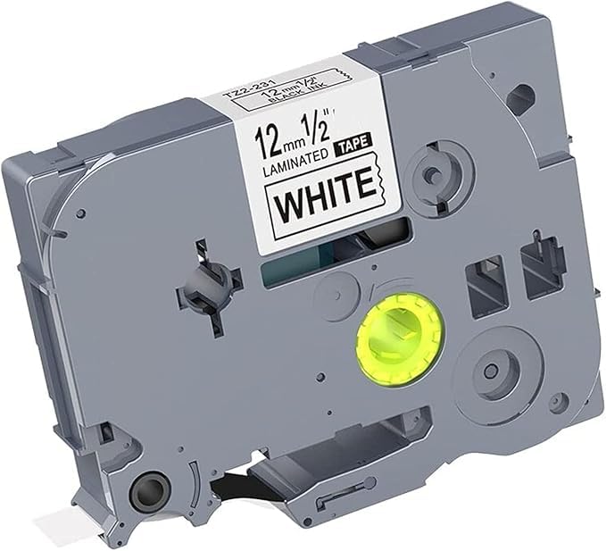 Compatible Laminated Label Tape Cartridge TZ-231 12mm Black on White for Brother PTH-110 and PTE-110