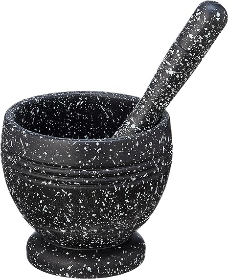 Generic Small Mortar and Pestle Set, Black and White, Granite, Unfinished